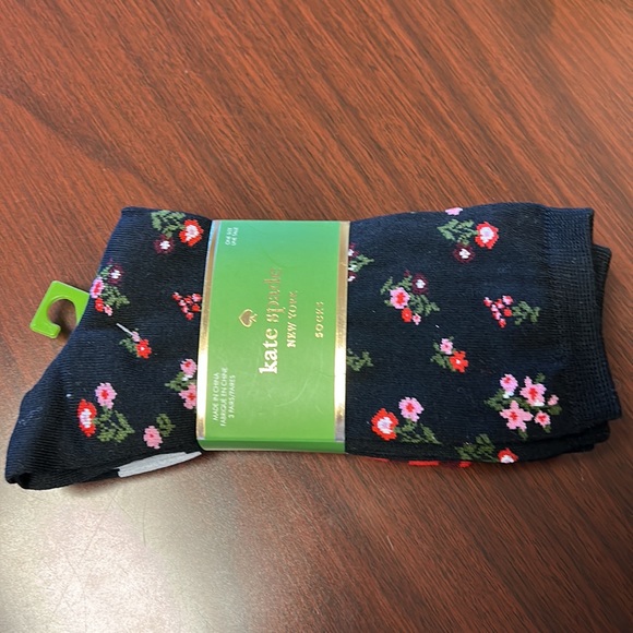 3 KATE SPADE Red Brown Stripe Floral Polka Dot Trouser Crew Socks NIP Holiday - Picture 5 of 12